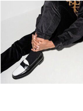 FOWT Black/White Men Stylish Round Toe Slip On Loafers Comfy Low Heel Shoes